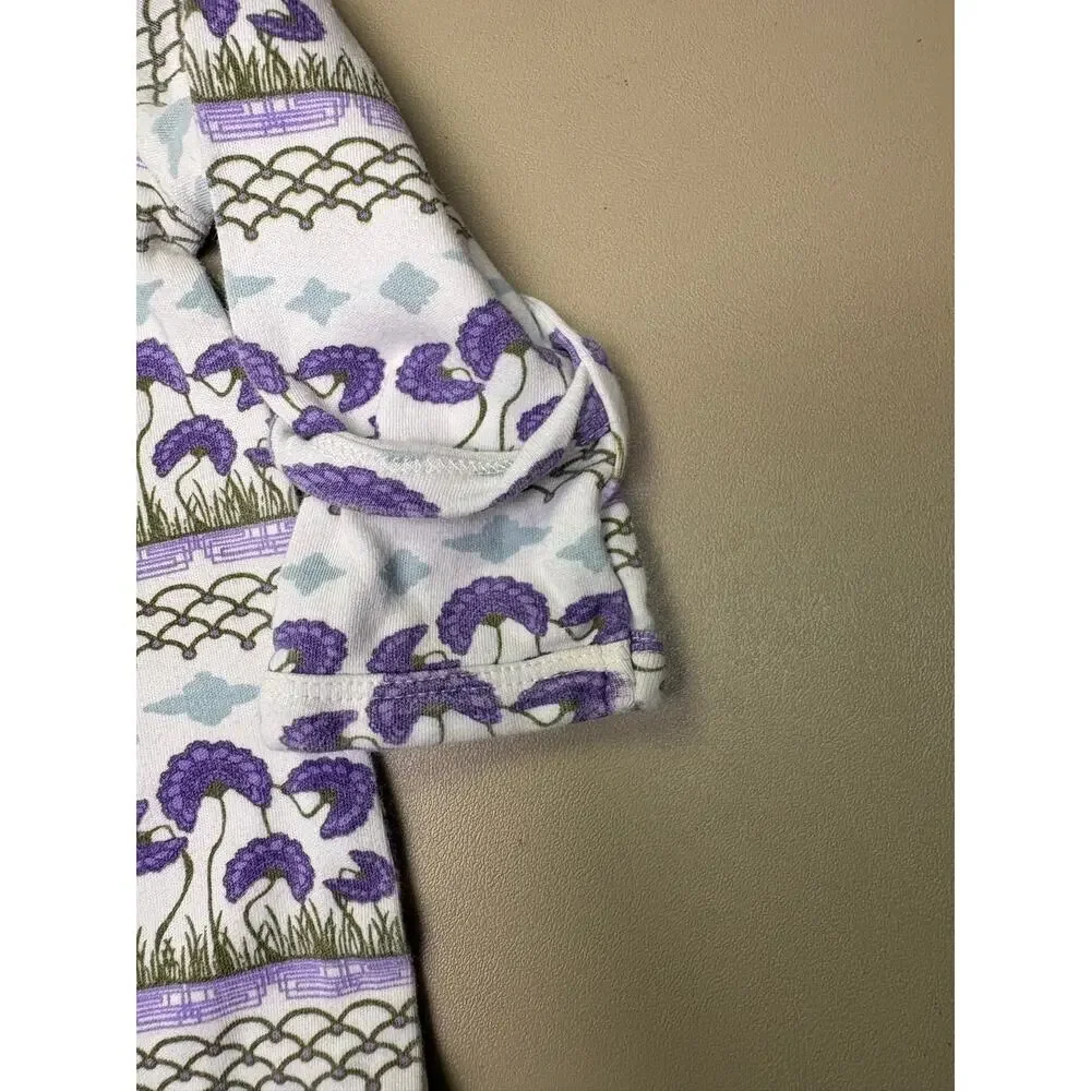 Baby Footed Sleeper Kate Quinn 6-9M Purple Floral Organic Cotton Romper EUC